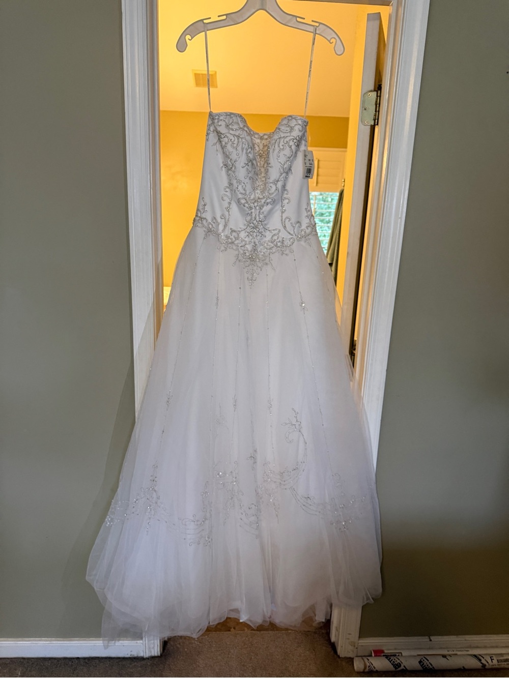 White Bridal Wedding Dress with Beaded Bodice -